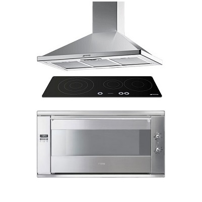 КОМПЛЕКТ ФУРНА ЗА ВГРАЖДАНЕ ПЛОТ ЗА ВГРАЖДАНЕ И АСПИРАТОР SMEG-SE995XR-8 + SI933D + KD9X